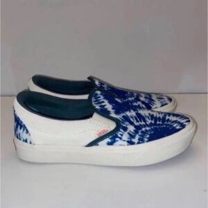 Vans Comfycush Slip On Shoes Blue Tie Dye Womans 7u